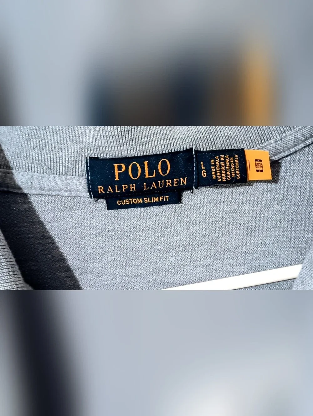 Polo by Ralph Lauren Men's  Blue Polo Custo. Slim Fit Shirt- Large